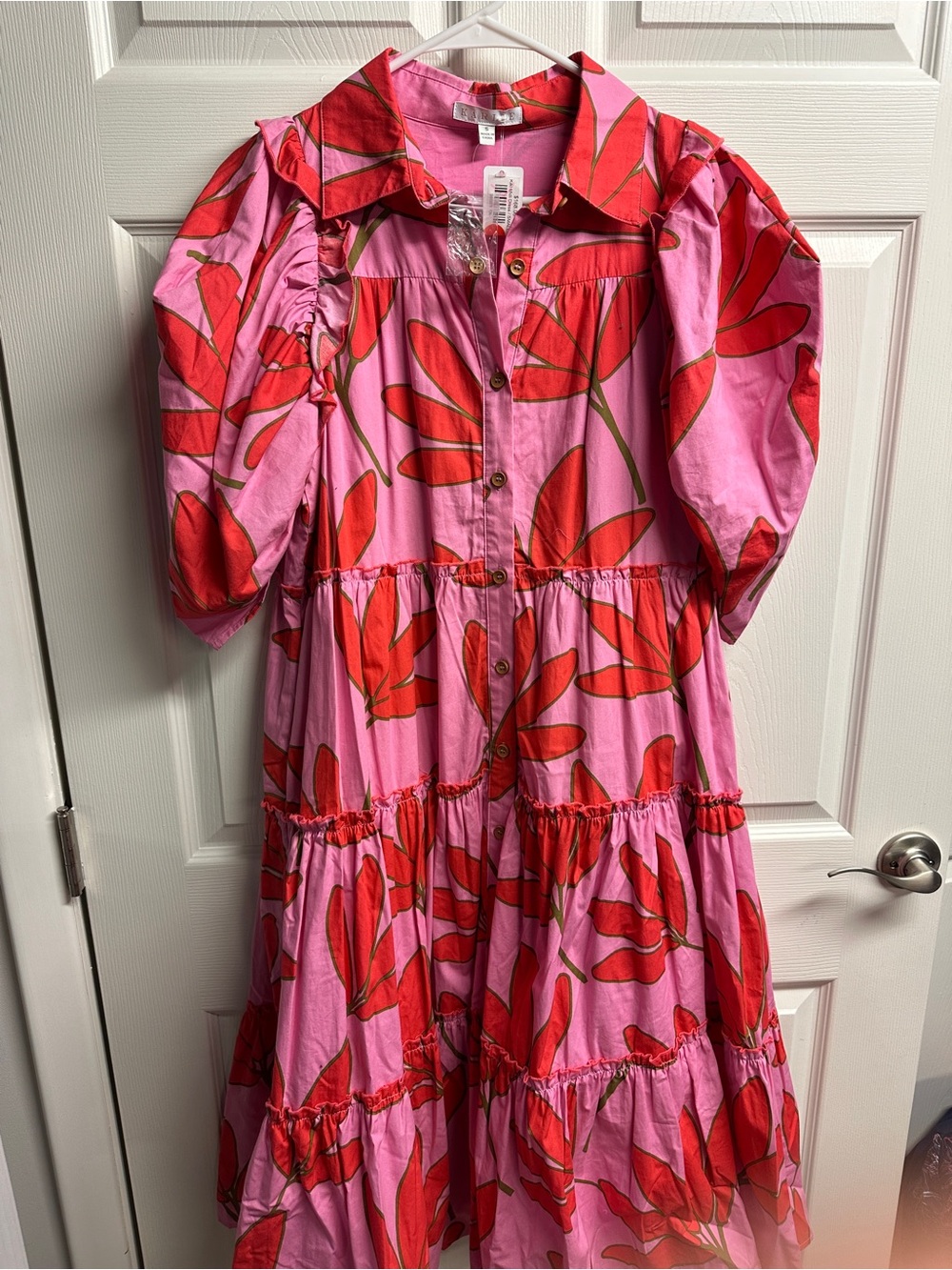NWT* Karlie Pink Dress with Red Floral Print